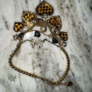 Betsey Johnson Gold and Black Heart Necklace